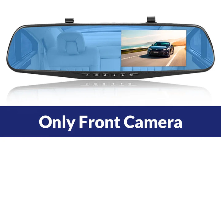 Dashcam 4.3Inch 1080P IPS Car DVR Driving Recorder  Rearview Mirror Dual Lens Car Recorder  Front and Rear Black Box