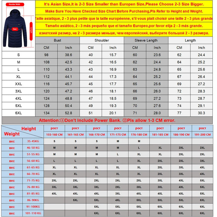 21 Areas Heated Jacket Mens Jacket Waterproof Heating Jacket Men Warm Winter Jackets For Men Parkas Coat Heated Vest Tactical