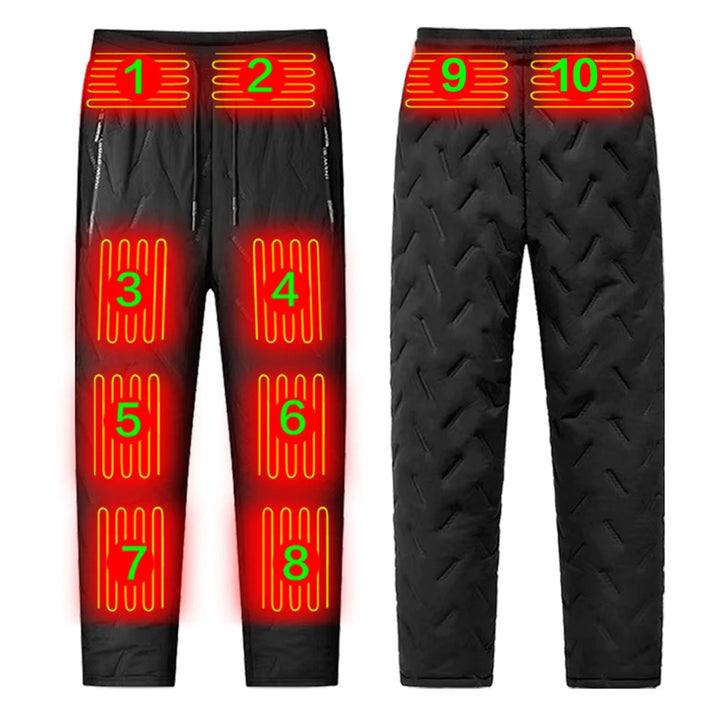 Winter Heated Pants 10 Heating Zone Women Men Heating Trouser Electric Thermal Pants Outdoor Hiking Skiing Hunting Fishing L-6XL